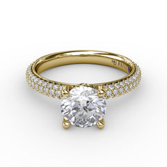 Classic Solitaire Engagement Ring With Seamless PavÃ© Band
