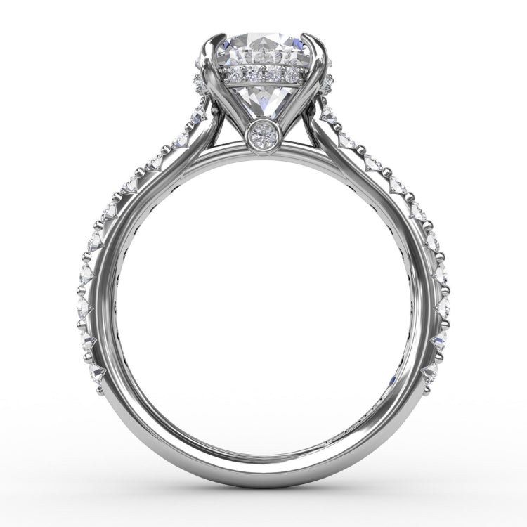 Classic Round Diamond Solitaire Engagement Ring With Hidden PavÃ© Halo