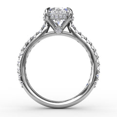 Classic Round Diamond Solitaire Engagement Ring With Hidden PavÃ© Halo