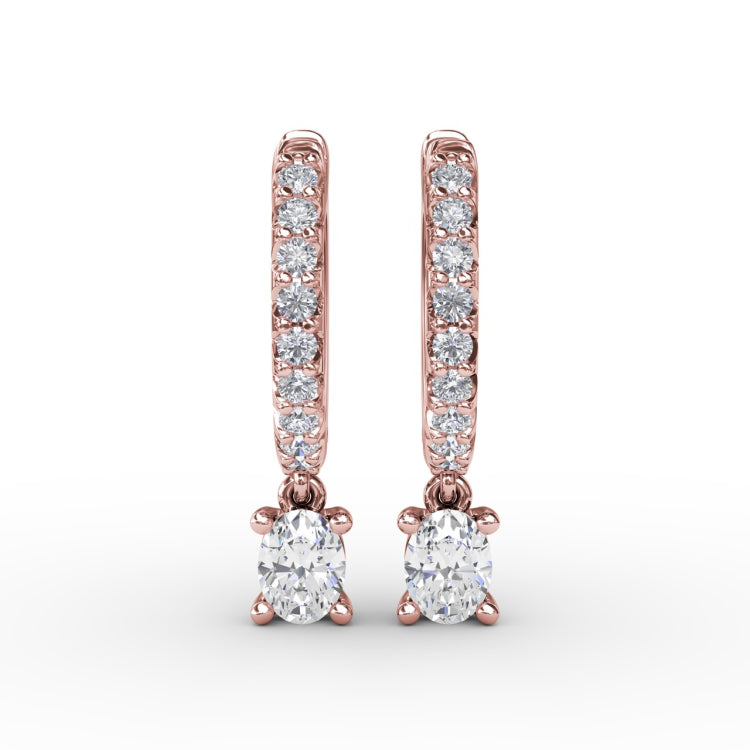Oval Diamond Drop Earrings 
