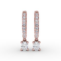 Oval Diamond Drop Earrings 