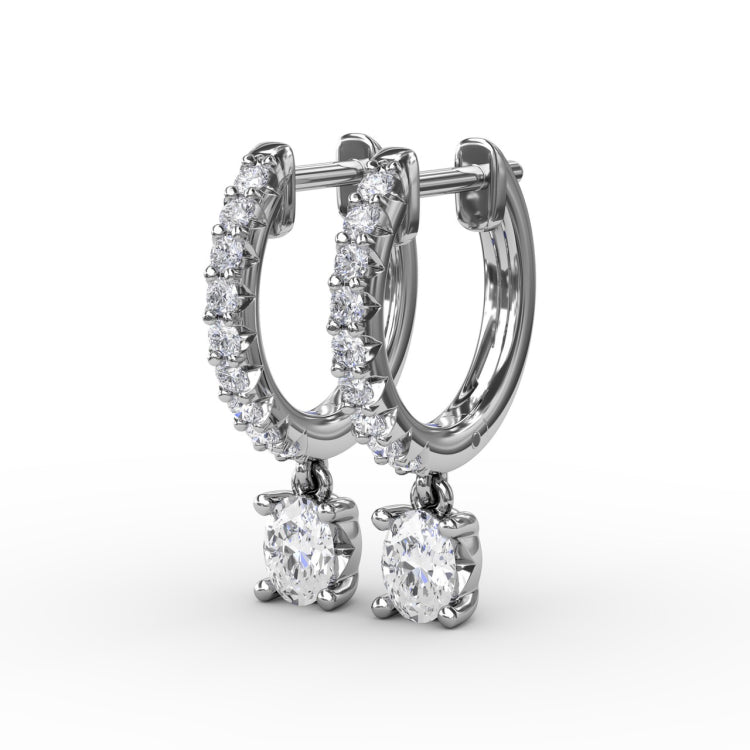 Oval Diamond Drop Earrings 