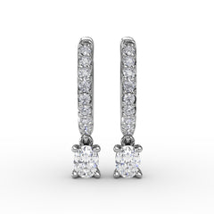 Oval Diamond Drop Earrings 