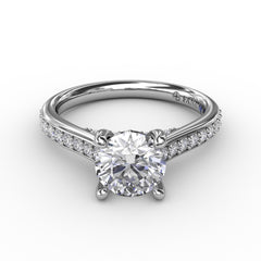 Classic Diamond Solitaire Engagement Ring With Diamond Band
