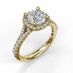 Classic Halo With A Twist Engagement Ring