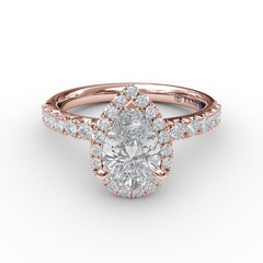 Classic Diamond Halo Engagement Ring with a Gorgeous Side Profile
