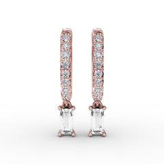 Emerald Cut Diamond Drop Earrings 