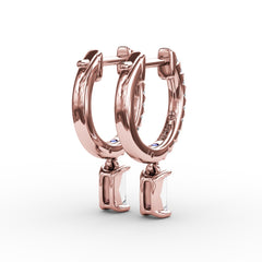 Emerald Cut Diamond Drop Earrings 