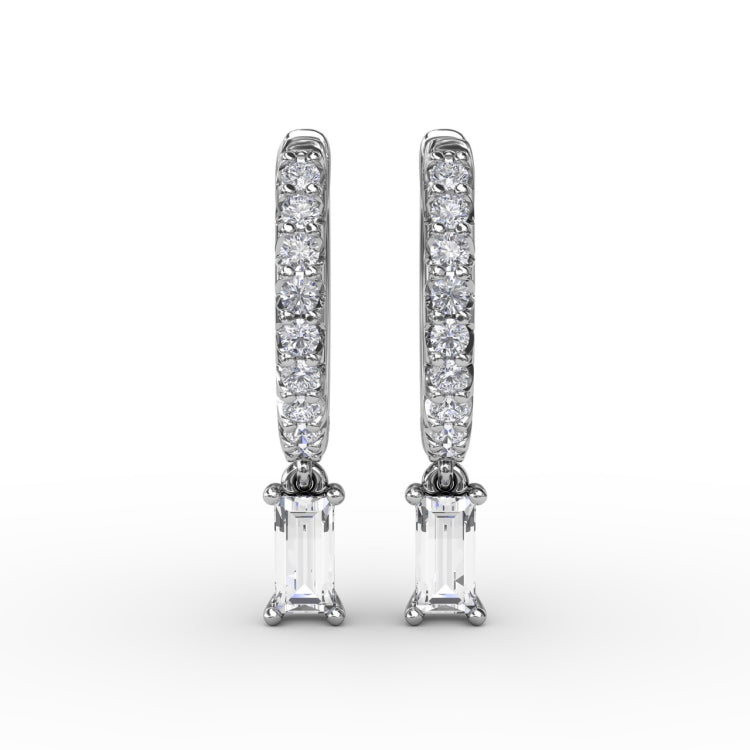 Emerald Cut Diamond Drop Earrings 