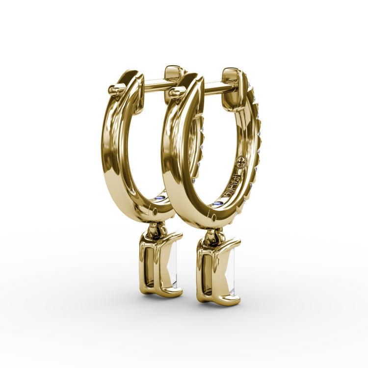 Emerald Cut Diamond Drop Earrings 