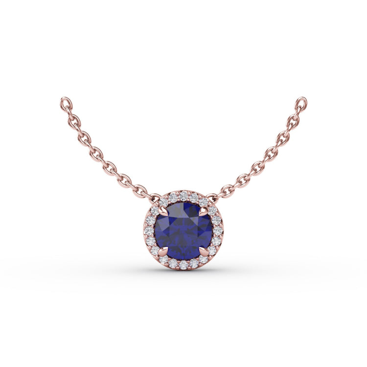 Classic Sapphire and Diamond Pendant Necklace 