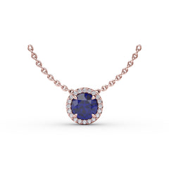 Classic Sapphire and Diamond Pendant Necklace 