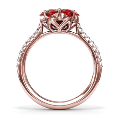 Blossoming Rudy And Diamond Ring