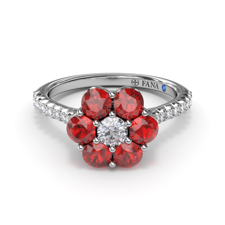 Blossoming Rudy And Diamond Ring