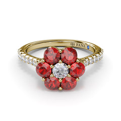 Blossoming Rudy And Diamond Ring