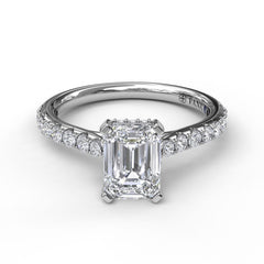 Classic Emerald Cut Engagement Ring with a Subtle Diamond Splash