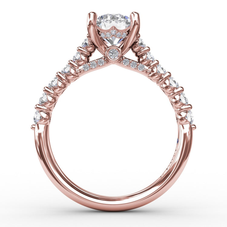 Contemporary Diamond Solitaire Engagement Ring With Hidden Halo