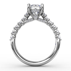 Contemporary Diamond Solitaire Engagement Ring With Hidden Halo