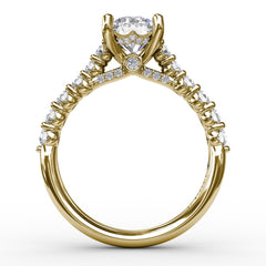 Contemporary Diamond Solitaire Engagement Ring With Hidden Halo