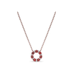 Shared Prong Ruby and Diamond Circle Necklace