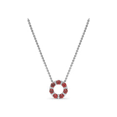 Shared Prong Ruby and Diamond Circle Necklace
