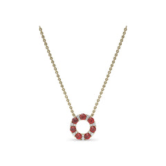 Shared Prong Ruby and Diamond Circle Necklace