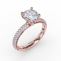 Classic Solitaire Engagement Ring With Seamless PavÃ© Band