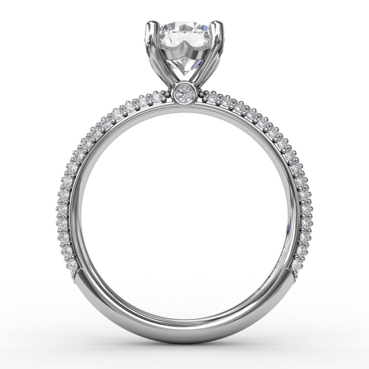 Classic Solitaire Engagement Ring With Seamless PavÃ© Band