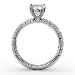 Classic Solitaire Engagement Ring With Seamless PavÃ© Band