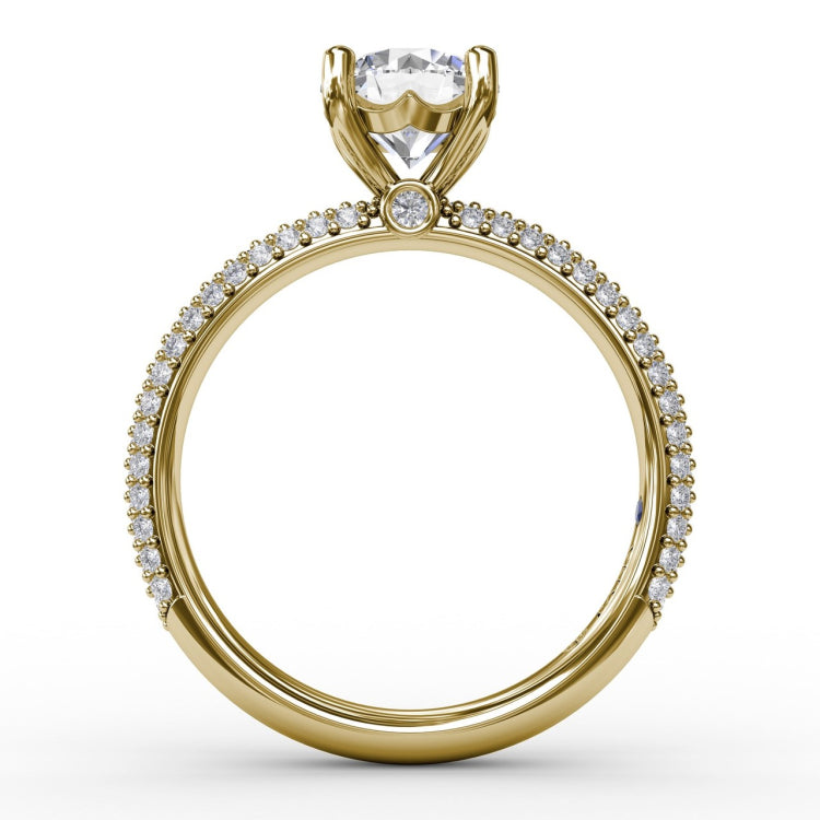 Classic Solitaire Engagement Ring With Seamless PavÃ© Band