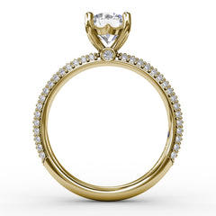 Classic Solitaire Engagement Ring With Seamless PavÃ© Band