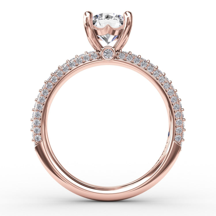 Classic Solitaire Engagement Ring With Flawless PavÃ© Band