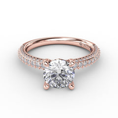 Classic Solitaire Engagement Ring With Flawless PavÃ© Band