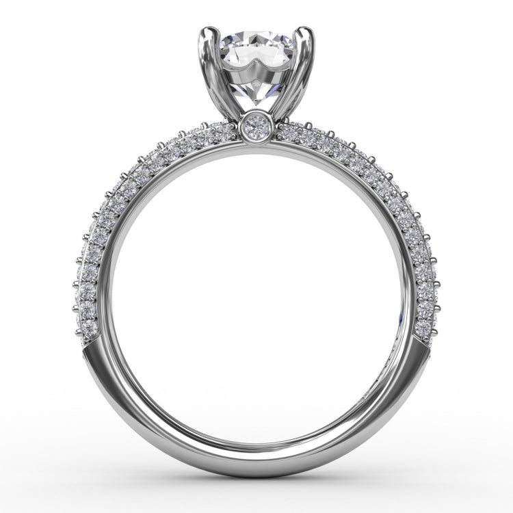 Classic Solitaire Engagement Ring With Flawless PavÃ© Band