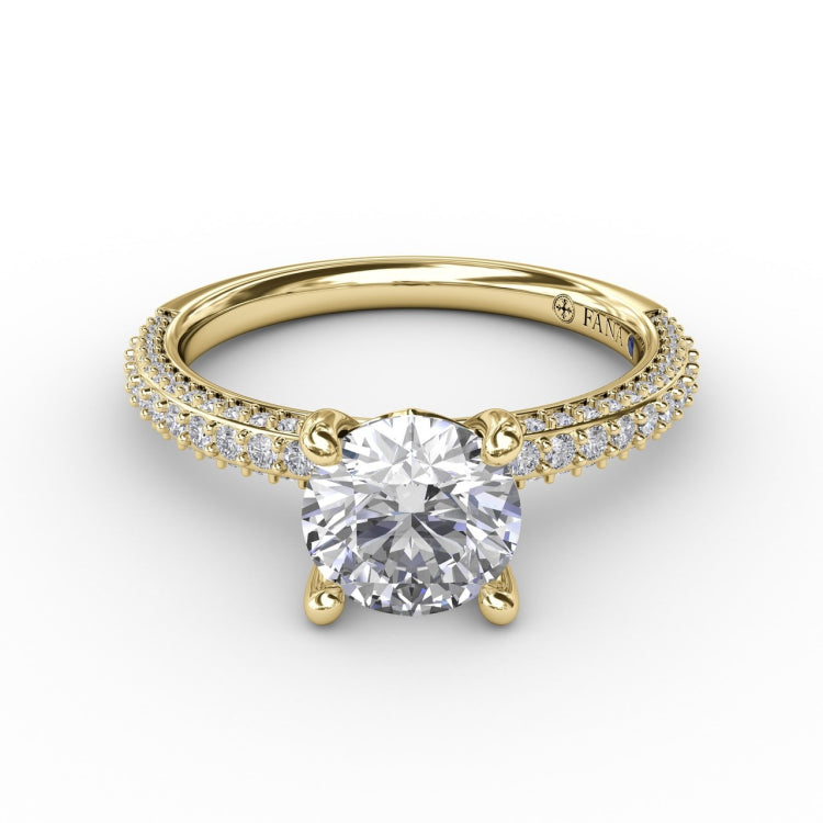 Classic Solitaire Engagement Ring With Flawless PavÃ© Band