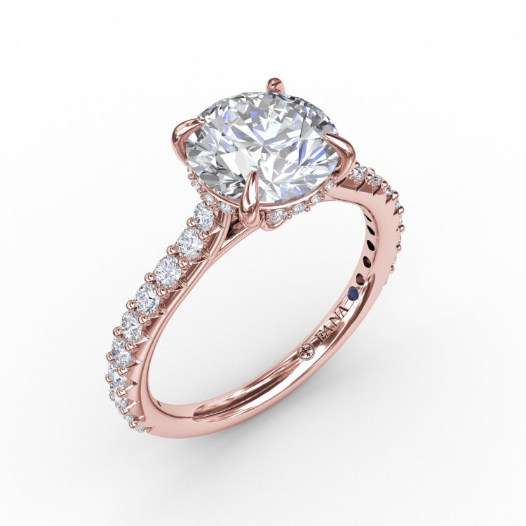 Classic Round Diamond Solitaire Engagement Ring With Hidden PavÃ© Halo