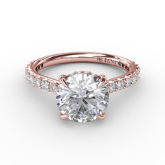 Classic Round Diamond Solitaire Engagement Ring With Hidden PavÃ© Halo