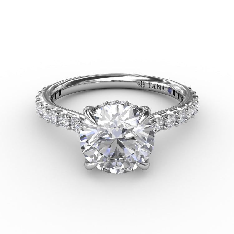 Classic Round Diamond Solitaire Engagement Ring With Hidden PavÃ© Halo