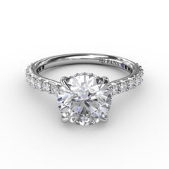 Classic Round Diamond Solitaire Engagement Ring With Hidden PavÃ© Halo