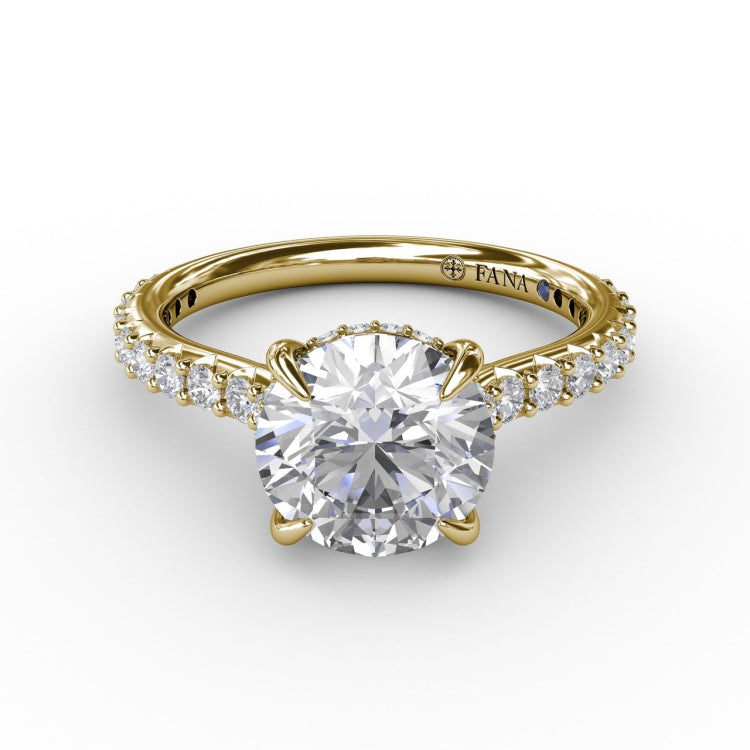 Classic Round Diamond Solitaire Engagement Ring With Hidden PavÃ© Halo