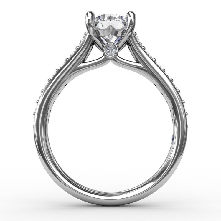 Classic Round Diamond Solitaire Engagement Ring With Diamond Band
