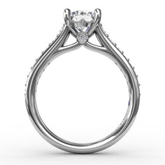 Classic Round Diamond Solitaire Engagement Ring With Diamond Band