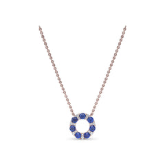 Shared Prong Sapphire and Diamond Circle Necklace