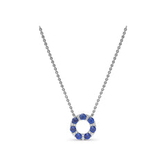 Shared Prong Sapphire and Diamond Circle Necklace
