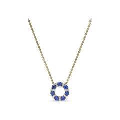 Shared Prong Sapphire and Diamond Circle Necklace