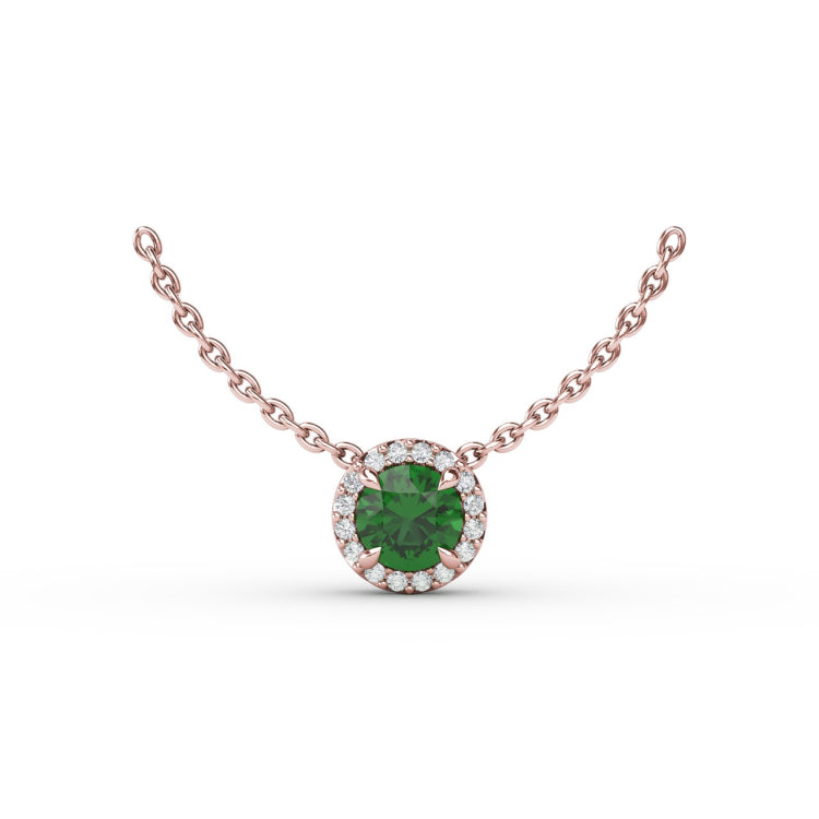 Classic Emerald and Diamond Pendant Necklace 