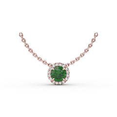 Classic Emerald and Diamond Pendant Necklace 