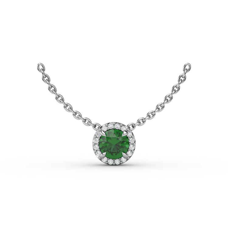 Classic Emerald and Diamond Pendant Necklace 