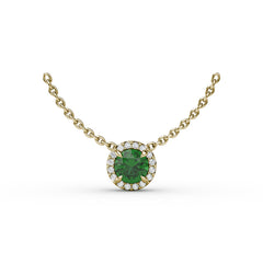 Classic Emerald and Diamond Pendant Necklace 