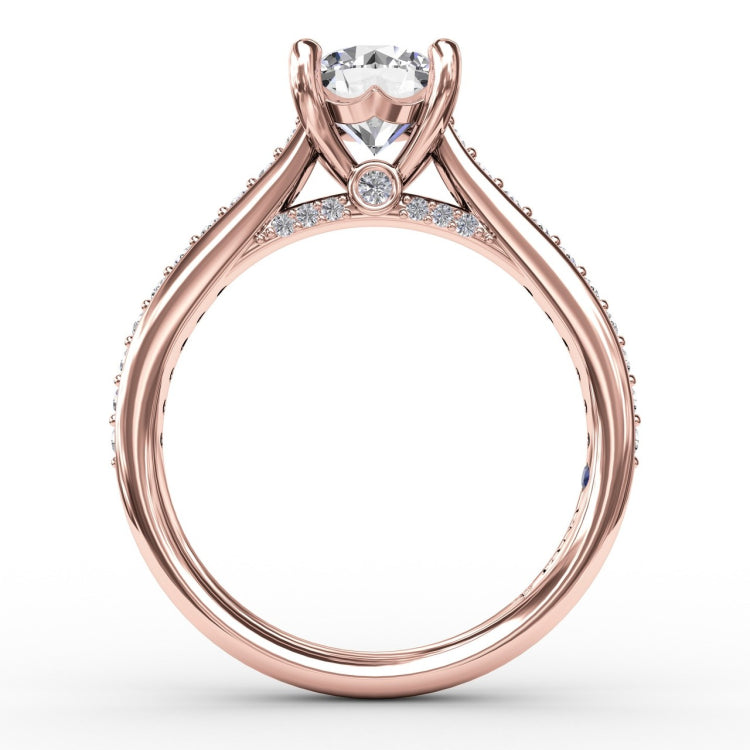 Classic Diamond Solitaire Engagement Ring With Diamond Band